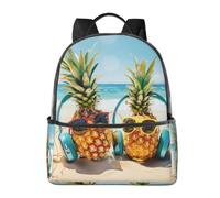 LRHCNZDCP Sac à dos d'école imprimé à bulles de bière, sac à dos pour ordinateur portable, sac à dos élégant et léger pour enfants, garçons et filles, Beach Two Ananas Mer, One Size, Sac à dos daypack