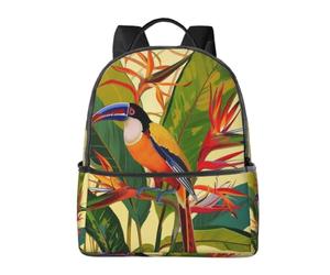 LRHCNZDCP Sac à dos élégant et léger en noix de coco avec imprimé hamac coucher de soleil pour enfants, garçons et filles, Oiseau du Paradis tropical, One Size, Sac à dos daypack