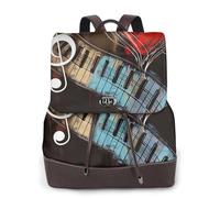 LRHCNZDCP Sac à dos imprimé astronaute et extraterrestre pour femme - Sac à dos de voyage en cuir PU pour ordinateur portable pour l'école, le travail et les aventures du week-end, Amour et musique