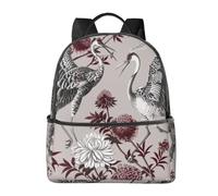 LRHCNZDCP Sac à dos pour ordinateur portable avec motifs de chats, oiseaux et fleurs, sac à dos élégant, léger, sac à dos de voyage pour enfants, garçons et filles, Gravé botanique avec herbes