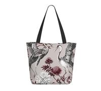 LRHCNZDCP Sac à provisions amusant avec imprimé chats, oiseaux et fleurs, grand sac à bandoulière léger, sac à main pour femme, sac pour ordinateur portable, travail, voyage, shopping, Gravé botanique