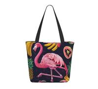 LRHCNZDCP Sac à provisions imprimé coq et poulet, grand sac à bandoulière léger, sac à main pour femme, sac pour ordinateur portable, travail, voyage, shopping, Ananas Banana Flamingo, Taille unique