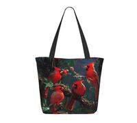 LRHCNZDCP Sac à provisions imprimé écureuil de dessin animé - Grand sac à bandoulière léger - Pour le travail, les voyages, le shopping, Magnifiques oiseaux rouges., Taille unique