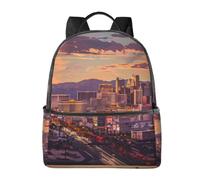 LRHCNZDCP Sac d'école imprimé notes de musique, sac à dos pour ordinateur portable, sac à dos élégant et léger, sac à dos de voyage pour enfants, garçons et filles, Las Vegas Sunset, One Size, Sac à