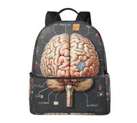 LRHCNZDCP Sac d'école imprimé notes de musique, sac à dos pour ordinateur portable, sac à dos élégant et léger, sac à dos de voyage pour enfants, garçons et filles, Cerveau humain., One Size, Sac à