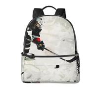LRHCNZDCP Sac d'école imprimé notes de musique, sac à dos pour ordinateur portable, sac à dos élégant et léger, sac à dos de voyage pour enfants, garçons et filles, Art de hockey sur glace, One Size