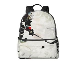 LRHCNZDCP Sac d'école imprimé notes de musique, sac à dos pour ordinateur portable, sac à dos élégant et léger, sac à dos de voyage pour enfants, garçons et filles, Art de hockey sur glace, One Size