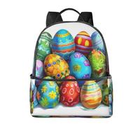 LRHCNZDCP Sac d'école imprimé poules de la ferme - Sac à dos pour ordinateur portable - Élégant et léger - Sac à dos de voyage pour enfants garçons et filles, Œufs de festival, One Size, Sac à dos