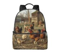 LRHCNZDCP Sac d'école imprimé poules de la ferme - Sac à dos pour ordinateur portable - Élégant et léger - Sac à dos de voyage pour enfants garçons et filles, Poules de ferme, One Size, Sac à dos