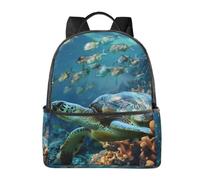 LRHCNZDCP Sac d'école imprimé tête de mort sac à dos pour ordinateur portable élégant et léger sac à dos de voyage pour enfants garçons filles, Tortue de mer avec poissons, One Size, Sac à dos daypack