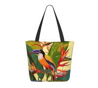 LRHCNZDCP Sac fourre-tout imprimé en noix de coco - Grand sac à bandoulière léger - Pour femme - Pour le travail, les voyages, le shopping, Oiseau du Paradis tropical, Taille unique