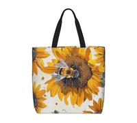 LRHCNZDCP Sac fourre-tout réutilisable à motif de bulles de bière pour femme, sac à bandoulière imperméable, sac d'épicerie léger pour le shopping, les voyages et un usage quotidien, Abeille sur