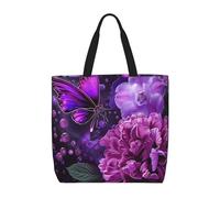 LRHCNZDCP Sac fourre-tout réutilisable avec imprimé chat mignon pour femme, sac à bandoulière imperméable, sac d'épicerie léger pour le shopping, les voyages et un usage quotidien, Beau papillon