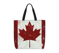 LRHCNZDCP Sac fourre-tout réutilisable avec imprimé coq et poulet pour femme, sac à bandoulière imperméable, sac d'épicerie léger pour le shopping, les voyages et un usage quotidien, Drapeau du Canada