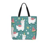 LRHCNZDCP Sac fourre-tout réutilisable pour femme avec imprimé flamant rose, sac à bandoulière léger, sac d'épicerie pour le shopping, les voyages et un usage quotidien, Joli lama., Taille unique