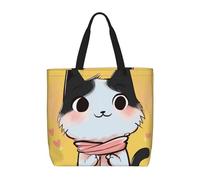 LRHCNZDCP Sac fourre-tout réutilisable pour femme avec imprimé teckel, sac à bandoulière léger, sac d'épicerie pour le shopping, les voyages et un usage quotidien, Dessin animé Chat Art, Taille unique
