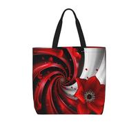 LRHCNZDCP Sac fourre-tout réutilisable pour femme, imperméable, léger, pour le shopping, les voyages et un usage quotidien Rouge, Spirale VORTEX FLEUR ROUGE, Taille unique
