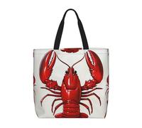 LRHCNZDCP Sac fourre-tout réutilisable romantique violet lavande pour femme, sac à bandoulière imperméable, sac d'épicerie léger pour le shopping, les voyages et un usage quotidien, Imprimé homard