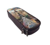 LRHCNZDCP San Francisco Trousse à crayons en cuir avec imprimé mignon pour l'école, le bureau, l'université, pour adultes, garçons et filles, Noir , Taille unique, Cartable