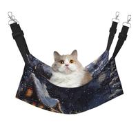 LRHCNZDCP Snow Night Lit hamac pour chat Imprimé Père Noël et cerf Lit doux à double couche à suspendre pour petit animal de compagnie, taille M