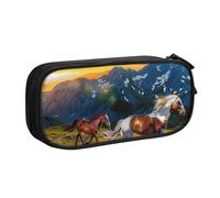 LRHCNZDCP Trousse à crayons avec imprimé cheval qui court - Pour l'école et le bureau - Noir, Noir , Taille unique, Cartable