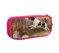 LRHCNZDCP Trousse à crayons avec imprimé faisan attrapant un chien - Jolie trousse à crayons - Pour l'école et le bureau - Noir, rose, Taille unique, Cartable