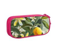 LRHCNZDCP Trousse à crayons avec imprimé fleur de citron jaune pour l'école, le bureau, noir, rose, Taille unique, Cartable