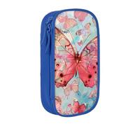 LRHCNZDCP Trousse à crayons avec imprimé papillon rose, jolie trousse à crayons pour l'école, le bureau, noir, bleu, Taille unique, Cartable