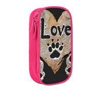 LRHCNZDCP Trousse à crayons avec imprimé patte de chien amant, jolie trousse à crayons pour l'école et le bureau, noir, rose, Taille unique, Cartable