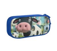 LRHCNZDCP Trousse à crayons avec imprimé vache mignonne pour l'école, le bureau, noir, bleu, Taille unique, Cartable