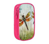 LRHCNZDCP Trousse à crayons avec motif libellule - Noire - Jolie trousse à crayons - Pour l'école et le bureau, rose, Taille unique, Cartable