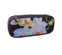 LRHCNZDCP Trousse à crayons de grande capacité en cuir avec imprimé panda pour l'école, le bureau, l'université, adultes, garçons et filles, Imprimé orchidées, Taille unique, Cartable
