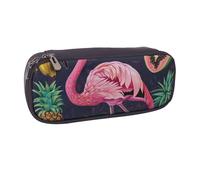 LRHCNZDCP Trousse à crayons en cuir avec code de programmation imprimé de grande capacité pour l'école, le bureau, l'université, adultes, garçons et filles, Ananas Banana Flamingo, Taille unique
