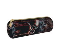 LRHCNZDCP Trousse à crayons en cuir avec code de programmation imprimé rond avec fermeture éclair mignonne pour l'école et le bureau, blanc, Taille unique, Cartable