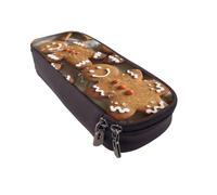 LRHCNZDCP Trousse à crayons en cuir avec imprimé biscuits en pain d'épice pour l'école, le bureau, l'université, pour adultes, garçons et filles, Noir , Taille unique, Cartable