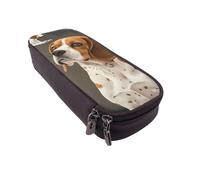 LRHCNZDCP Trousse à crayons en cuir avec imprimé chien beagle mignon pour l'école, le bureau, l'université, pour adultes, garçons et filles, Noir , Taille unique, Cartable
