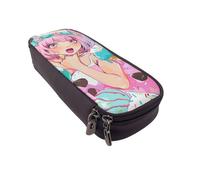LRHCNZDCP Trousse à crayons en cuir avec imprimé crème glacée mignonne pour l'école, le bureau, l'université, pour adultes, garçons et filles, Noir , Taille unique, Cartable