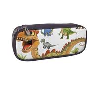 LRHCNZDCP Trousse à crayons en cuir avec imprimé de fleurs colorées et oiseaux - Grande capacité - Pour l'école, le bureau, l'université - Pour adultes, garçons et filles, Images de dinosaures