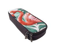LRHCNZDCP Trousse à crayons en cuir avec imprimé de la Voie lactée de l'Univers - Motif galaxie - Pour l'école, le bureau, l'université - Pour adultes, garçons et filles, Flamingo Bird Feuille verte