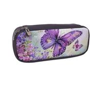 LRHCNZDCP Trousse à crayons en cuir avec imprimé de plantes en fleurs - Grande capacité - Pour l'école, le bureau, l'université, les adultes, garçons et filles, Beau papillon art, Taille unique