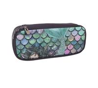 LRHCNZDCP Trousse à crayons en cuir avec imprimé écailles de sirène - Grande capacité - Pour l'école, le bureau, l'université - Pour adultes, garçons et filles, Noir , Taille unique, Cartable