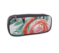 LRHCNZDCP Trousse à crayons en cuir avec imprimé galaxie de la voie lactée - Grande capacité - Pour l'école, le bureau, l'université - Pour adultes, garçons et filles, Flamingo Bird Feuille verte