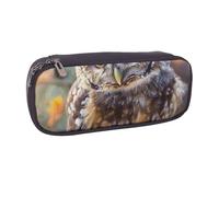 LRHCNZDCP Trousse à crayons en cuir avec imprimé hibou mignon de grande capacité pour l'école, le bureau, l'université, adultes, garçons et filles, Noir , Taille unique, Cartable