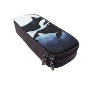 LRHCNZDCP Trousse à crayons en cuir avec imprimé karatés pour l'école, le bureau, l'université, pour adultes, garçons et filles, Dauphin d'épaulard, Taille unique, Cartable