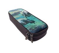 LRHCNZDCP Trousse à crayons en cuir avec imprimé lamantins des Antilles - Pour l'école, le bureau, l'université - Pour adultes, garçons et filles, Noir , Taille unique, Cartable