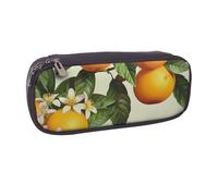 LRHCNZDCP Trousse à crayons en cuir avec imprimé panda de grande capacité pour l'école, le bureau, l'université, adultes, garçons et filles, Fleurs jaunes et orangers, Taille unique, Cartable
