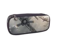 LRHCNZDCP Trousse à crayons en cuir avec imprimé panda de grande capacité pour l'école, le bureau, l'université, adultes, garçons et filles, Avion de la Seconde Guerre Mondiale, Taille unique