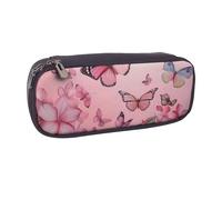 LRHCNZDCP Trousse à crayons en cuir avec imprimé papillons de grande capacité pour l'école, le bureau, l'université, adultes, garçons et filles, Noir , Taille unique, Cartable