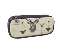 LRHCNZDCP Trousse à crayons en cuir avec imprimé petits garçons et filles en pompiers de grande capacité pour l'école, le bureau, l'université, adultes garçons et filles, Chasse flèches triangles cerf