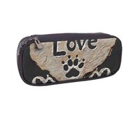 LRHCNZDCP Trousse à crayons en cuir avec imprimé tête de mort mexicaine de grande capacité pour l'école, le bureau, l'université, adultes, garçons et filles, Patte de chien amoureux, Taille unique